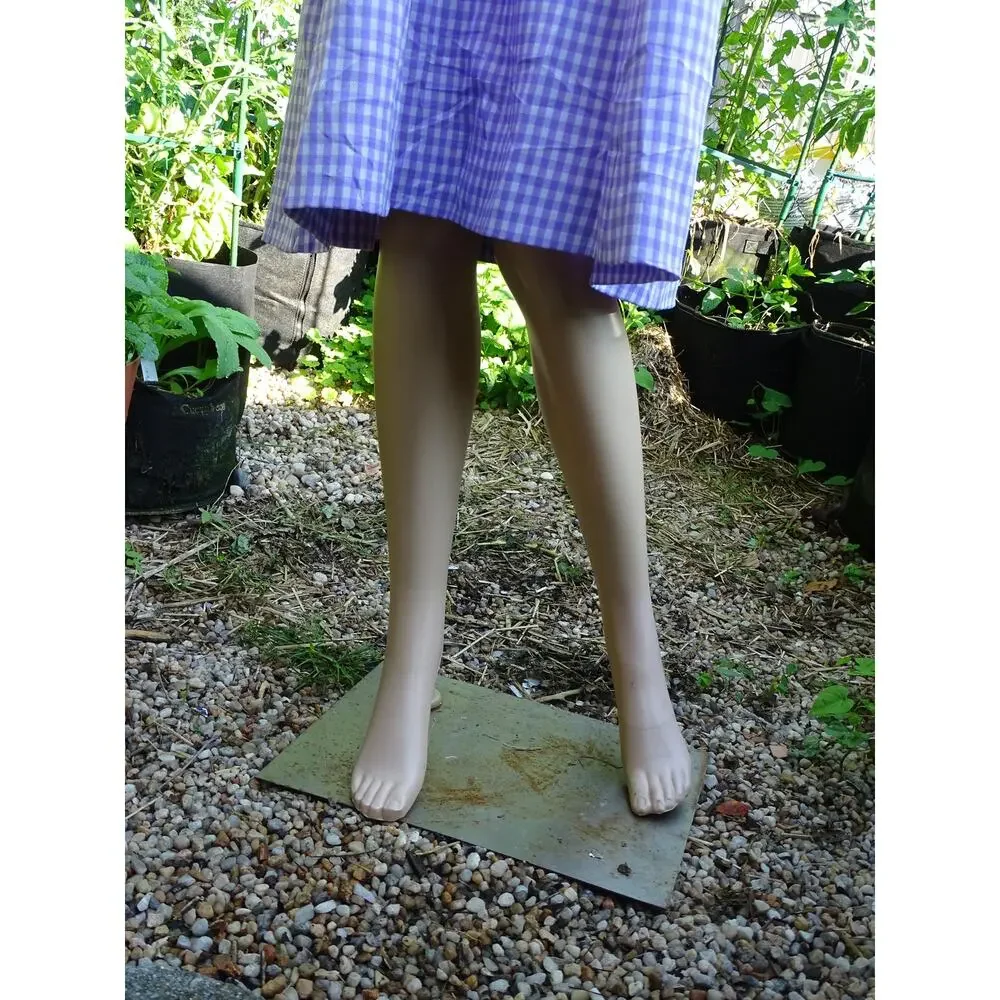 VTG 1970s Purple Gingham Prairie Midi Dress Plus Size 1X 2X Handmade Checkered